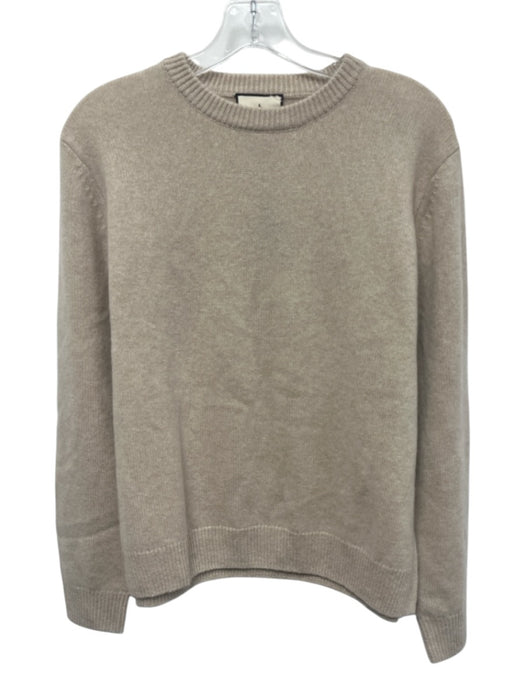 Tuckernuck Size M Taupe Beige Cashmere Ribbed Detail Long Sleeve Sweater Taupe Beige / M