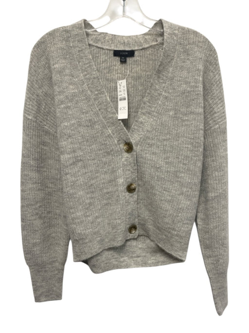 J Crew Size M Light Gray Alpaca Blend Ribbed Knit Button V Neck Cardigan Light Gray / M
