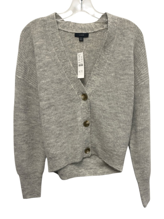 J Crew Size M Light Gray Alpaca Blend Ribbed Knit Button V Neck Cardigan Light Gray / M