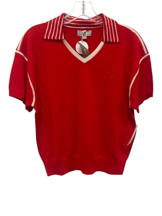 J Crew Size S Red & White Cashmere Elastic Waist Stripe Detail Collar Short Set Red & White / S