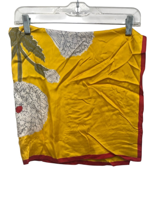 J Crew Yellow, Green, Red Silk Flowers Square scarf Yellow, Green, Red / NWT