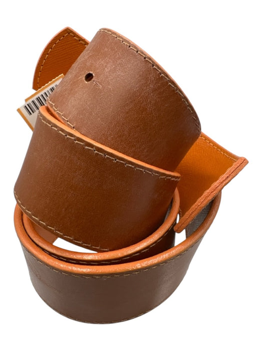 Tory Burch Gold, Brown, Orange Metal & Leather Gold hardware Logo Belts Gold, Brown, Orange / S