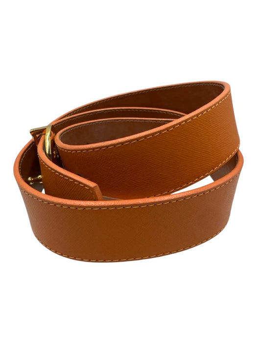 Tory Burch Gold, Brown, Orange Metal & Leather Gold hardware Logo Belts Gold, Brown, Orange / S