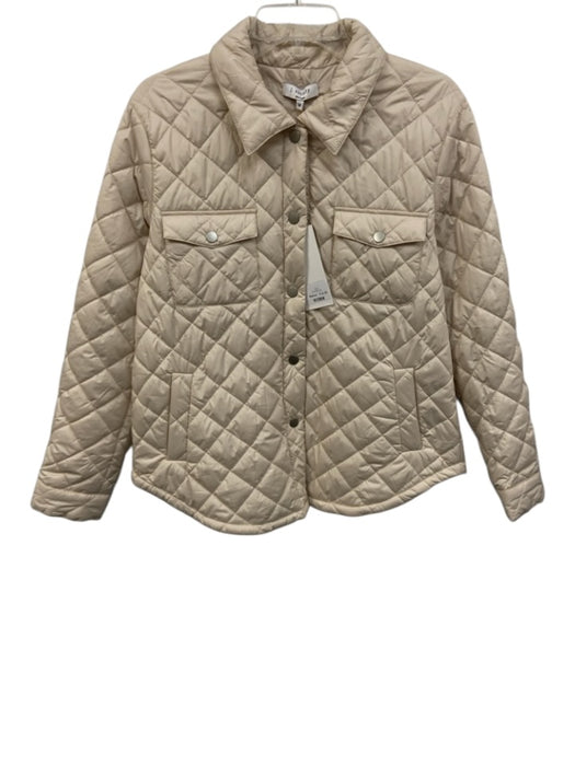 J Society Size Medium Beige Polyester Long Sleeve Quilted Pockets Jacket Beige / Medium