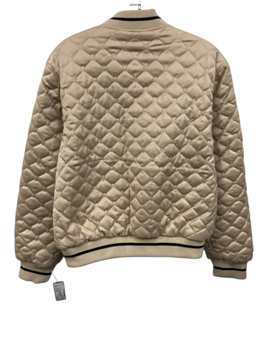Sanctuary Size Small Beige & Black Polyester Long Sleeve Quilted Striped Jacket Beige & Black / Small