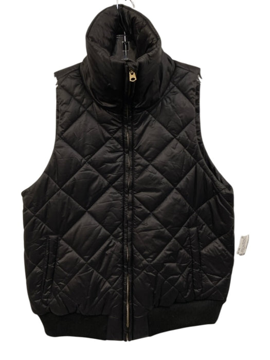 Tuckernuck Size Small Black Polyester Zip Front Quilted Mock Neck Pockets Vest Black / Small