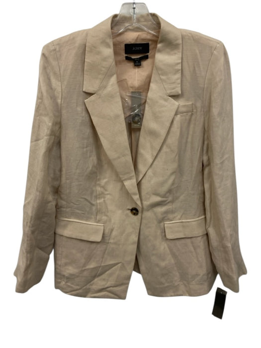 J Crew Size 6/4 Beige Linen Blend Cuffed One Button Flap Pockets Short Set Beige / 6/4