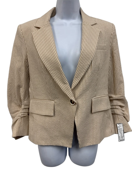 Veronica Beard Size 6/4 Beige & White Cotton Blend High Rise Short Set Beige & White / 6/4