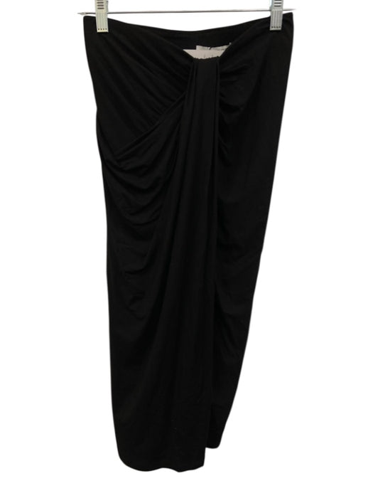 M.M. Lafleur Size Small Black Viscose Blend Elastic Waist Twist Knot Midi Skirt Black / Small