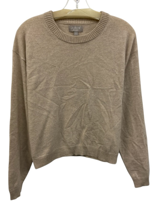 J Crew Size Medium Taupe Gray Cashmere Long Sleeve Knit Ribbed Sweater Taupe Gray / Medium
