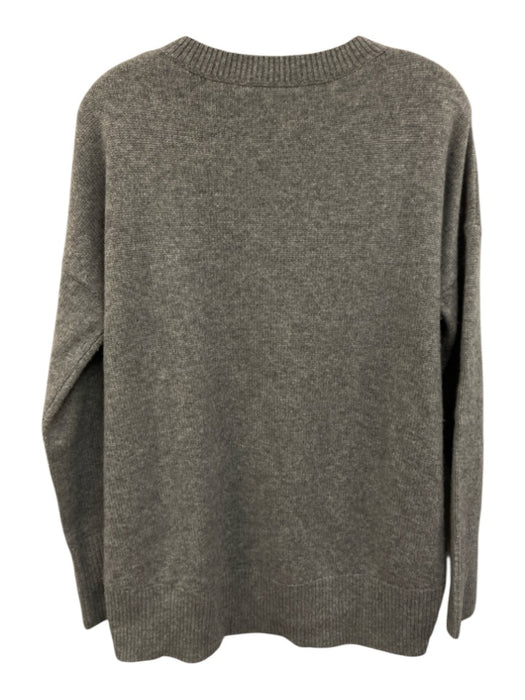 Theory Size Medium Gray Cashmere Long Sleeve Knit Ribbed Boxy Sweater Gray / Medium