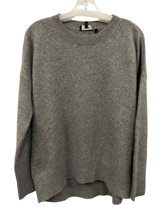 Theory Size Medium Gray Cashmere Long Sleeve Knit Ribbed Boxy Sweater Gray / Medium