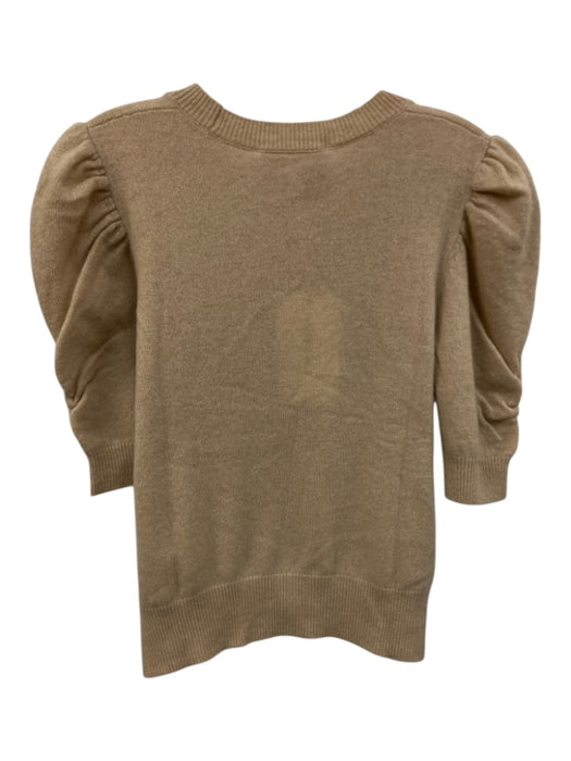 Frame Size Medium Beige Cashmere Short Puff Sleeve Knit Ribbed Sweater Beige / Medium