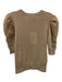 Frame Size Medium Beige Cashmere Short Puff Sleeve Knit Ribbed Sweater Beige / Medium