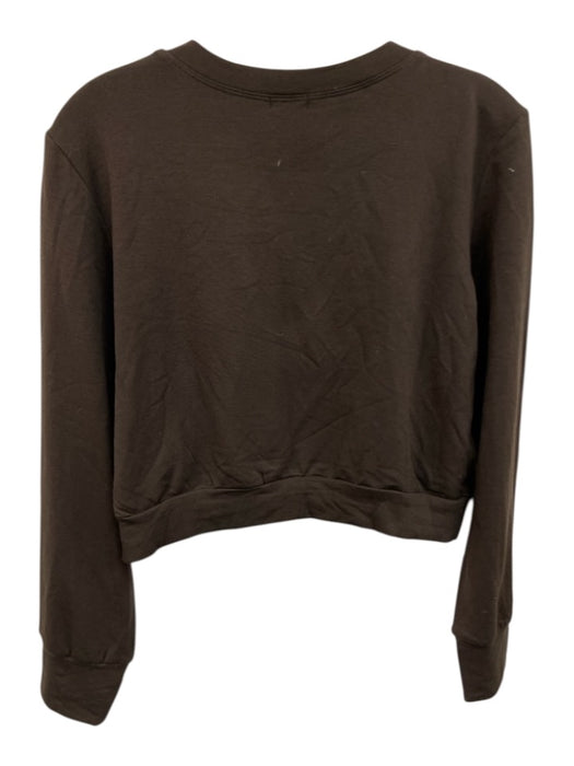 Bleusalt Size 3 Dark Brown Tencel Blend Long Sleeve Cropped Top Dark Brown / 3