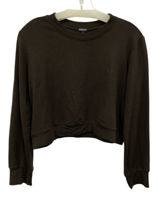 Bleusalt Size 3 Dark Brown Tencel Blend Long Sleeve Cropped Top Dark Brown / 3