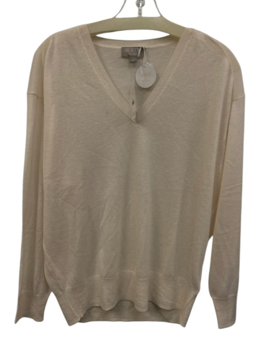J Crew Size Small Light Pink Cashmere Long Sleeve V Neck Knit Ribbed Sweater Light Pink / Small
