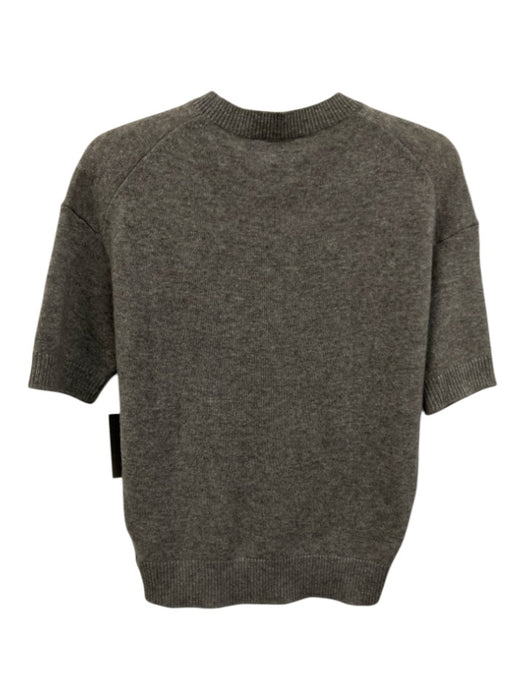 Theory Size Small Gray Cashmere Short Sleeve Knit Ribbed Sweater Gray / Small