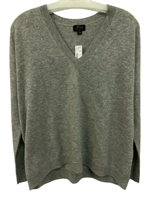 J Crew Size Small Gray Cashmere Long Sleeve V Neck Ribbed Sweater Gray / Small