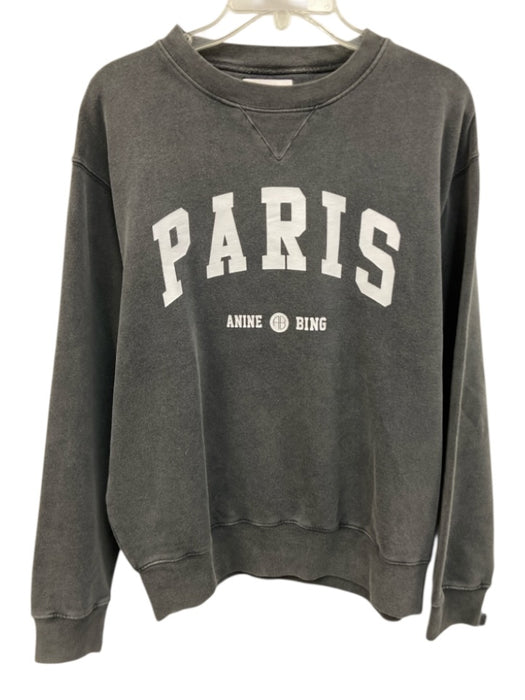 Anine Bing Size Medium Gray & White Cotton Long Sleeve Graphic pull over Sweater Gray & White / Medium