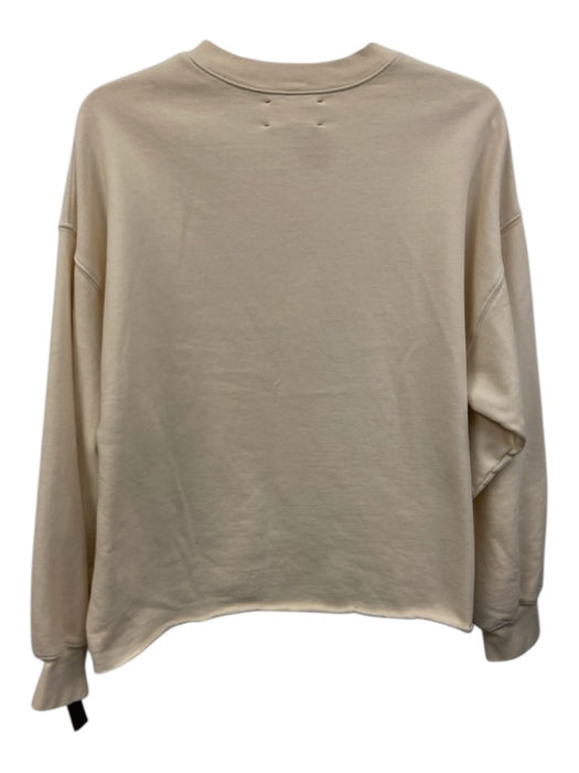 XiRENA Size Medium Light Beige Cotton Blend Long Sleeve Raw Hem Sweater Light Beige / Medium