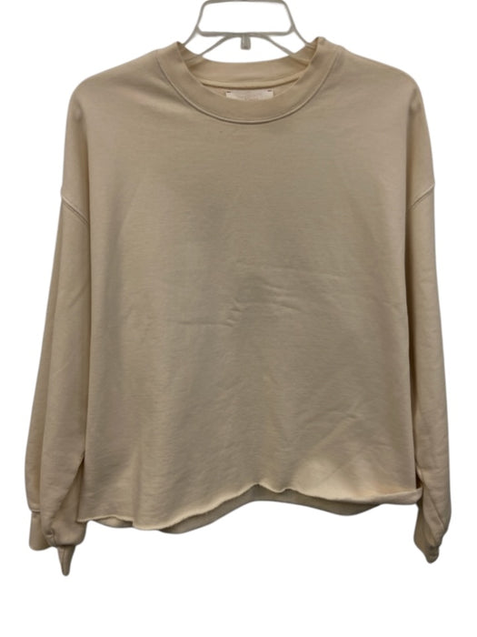 XiRENA Size Medium Light Beige Cotton Blend Long Sleeve Raw Hem Sweater Light Beige / Medium
