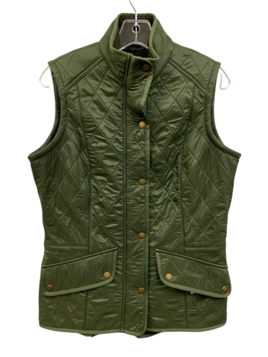 Barbour Size 8 Dark Green Polyamide Snap Button Quilted Double Zipper Vest Dark Green / 8