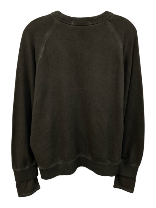 AMO Size Large Dark Gray Cotton Long Sleeve Striped Sweater Dark Gray / Large