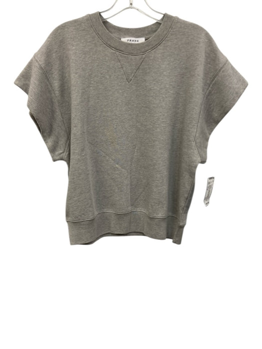 Frame Size Large Light Gray Cotton Cap Sleeve Heathered Oversize Muscle Sweater Light Gray / Large