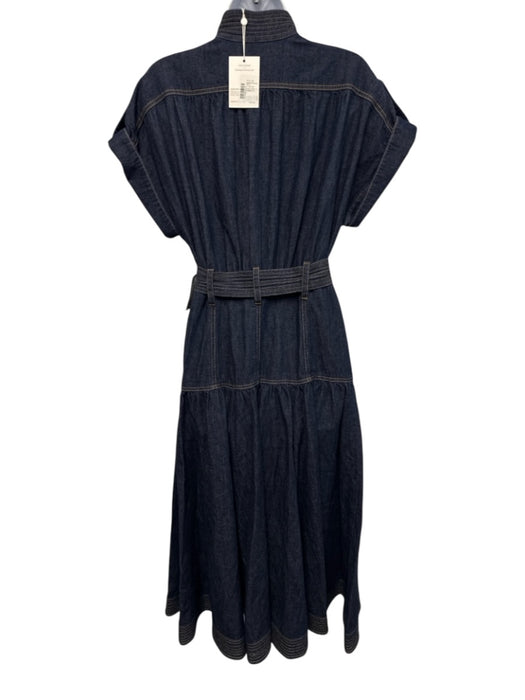 Zimmermann Size 2 Dark Wash Cotton Denim Short Sleeve Cargo Snap button Dress Dark Wash / 2