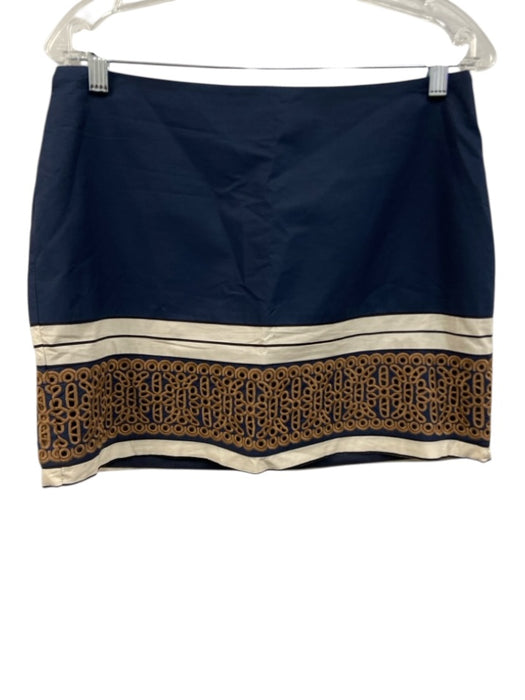 Tuckernuck Size M/L Navy, White, Brown Cotton Long Wide Sleeve eyelet Skirt Set Navy, White, Brown / M/L