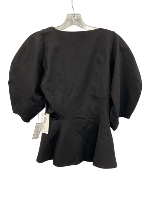 Apiece Apart Size Small Black Rayon Blend Short Puff Sleeve Scoop Neck Top Black / Small