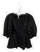 Apiece Apart Size Small Black Rayon Blend Short Puff Sleeve Scoop Neck Top Black / Small