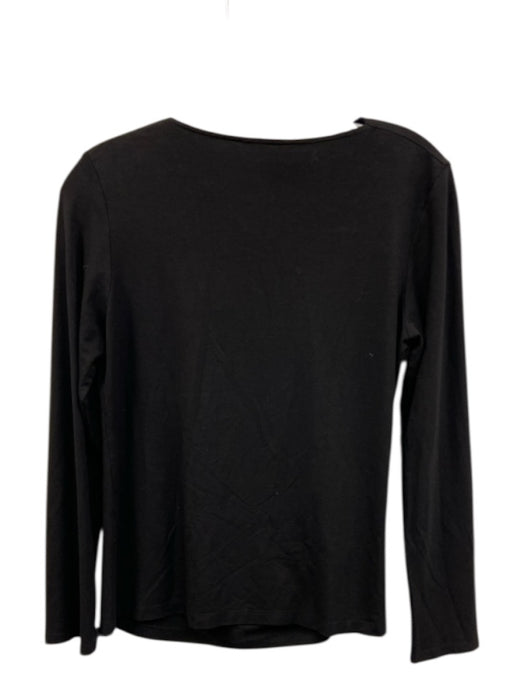 M.M. Lafleur Size Medium Black Viscose Blend Long Sleeve Boat Neck Top Black / Medium