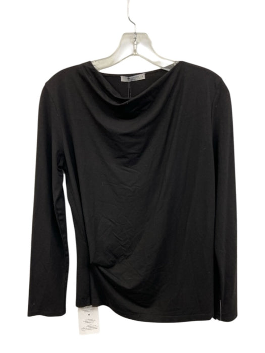 M.M. Lafleur Size Medium Black Viscose Blend Long Sleeve Boat Neck Top Black / Medium