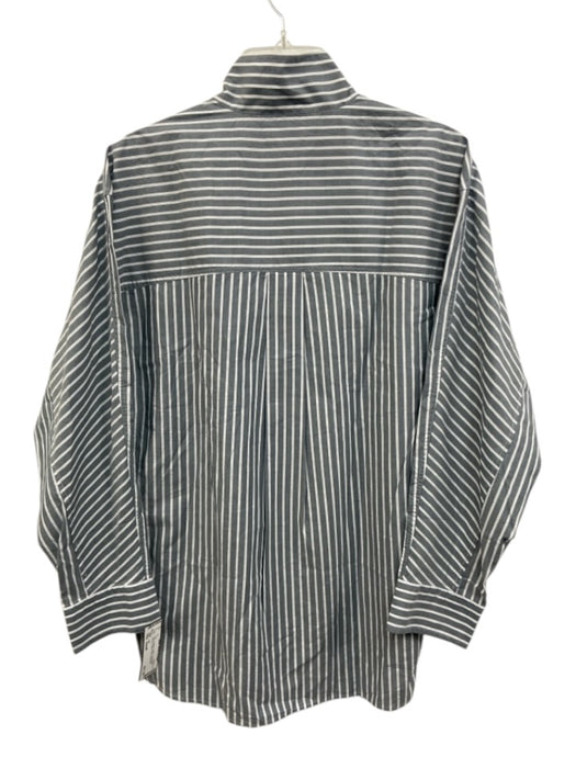 AYR Size Small Gray & White Cotton Long Sleeve Striped Button Front Top Gray & White / Small