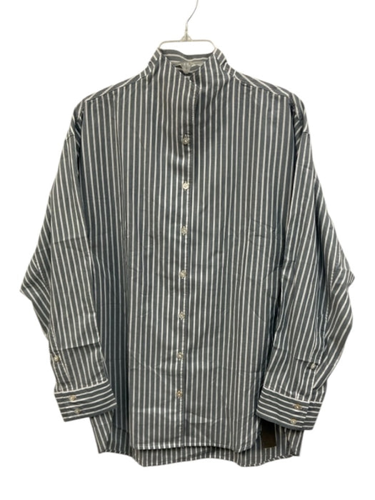 AYR Size Small Gray & White Cotton Long Sleeve Striped Button Front Top Gray & White / Small