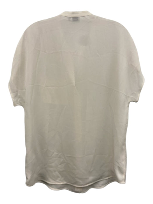 Vince Size Small Cream White Silk Short Sleeve Button Front Sheer Top Cream White / Small