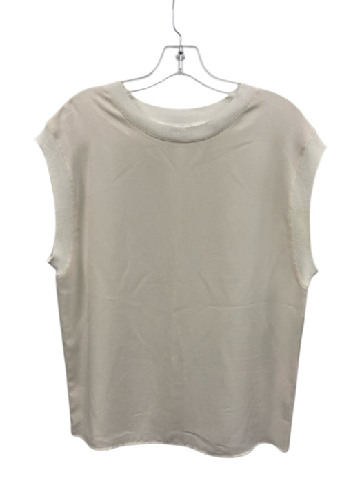 Vince Size Small White Silk Sleeveless Knit Detail Top White / Small