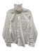 KMJ Size Medium White Cotton Blend Long Sleeve Ruffle Neckline Button Front Top White / Medium