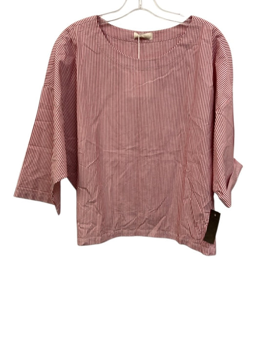 Suzie Kondi Size Medium Red & White Cotton Long Sleeve Striped cuffed sleeve Top Red & White / Medium