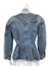 Frame Size Small Medium Wash Cotton Denim Button Front Pockets Collarless Jacket Medium Wash / Small