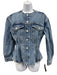 Frame Size Small Medium Wash Cotton Denim Button Front Pockets Collarless Jacket Medium Wash / Small