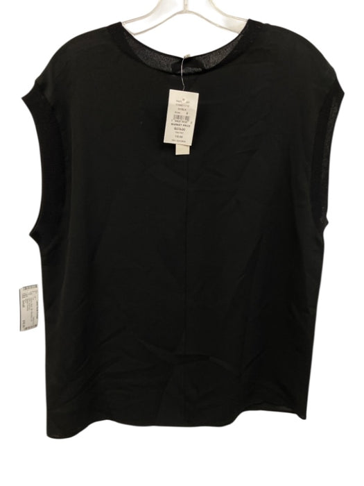 Vince Size Small Black Silk Sleeveless Knit Detail Top Black / Small
