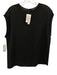 Vince Size Small Black Silk Sleeveless Knit Detail Top Black / Small