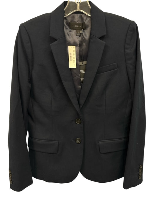 J Crew Size 6 Navy Blue Cotton Blend Long Sleeve Two Button Flap Pockets Jacket Navy Blue / 6