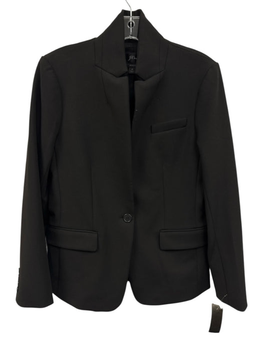 J Crew Size 6 Black Polyester Blend Long Sleeve One Button Flap Pockets Jacket Black / 6