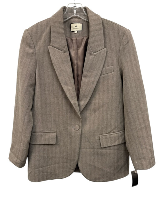 Tuckernuck Size Small Brown Polyester Blend Long Sleeve Chevron Stripe Jacket Brown / Small