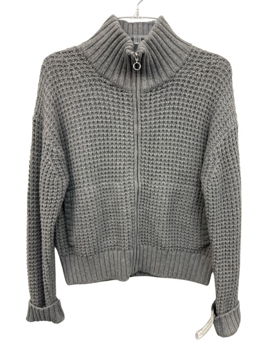 White + Warren Size Medium Gray Nylon Blend Long Sleeve Waffle Knit Sweater Gray / Medium