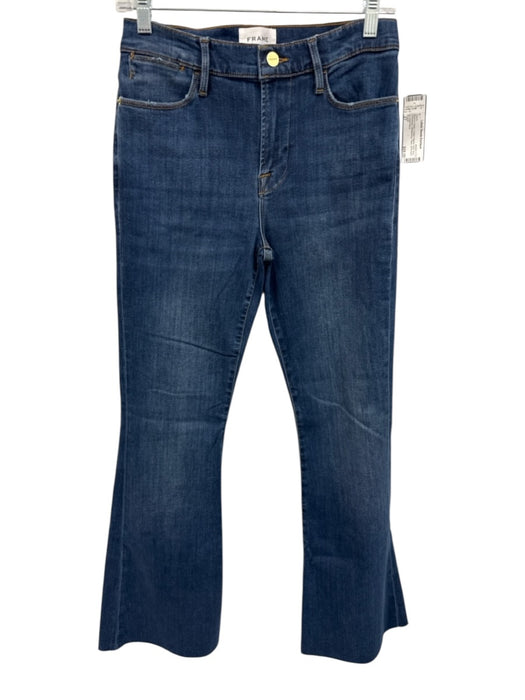 Frame Size 27 Medium Wash Cotton Denim High Rise Distressed Whiskering Jeans Medium Wash / 27
